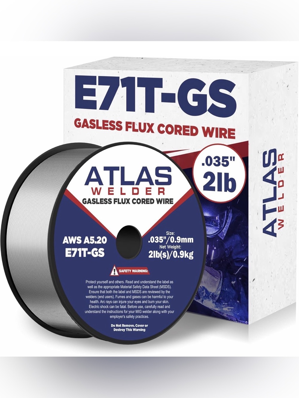 Flux Core Welding Wire, .035 Inch 2LB, Gasless Mild Steel MIG Welding Wire